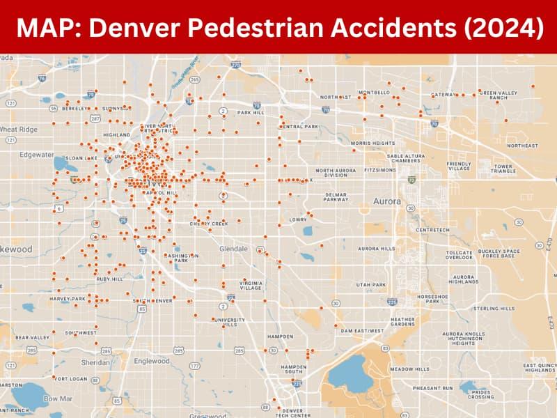 MAP of Denver Pedestrian Accidents 2024